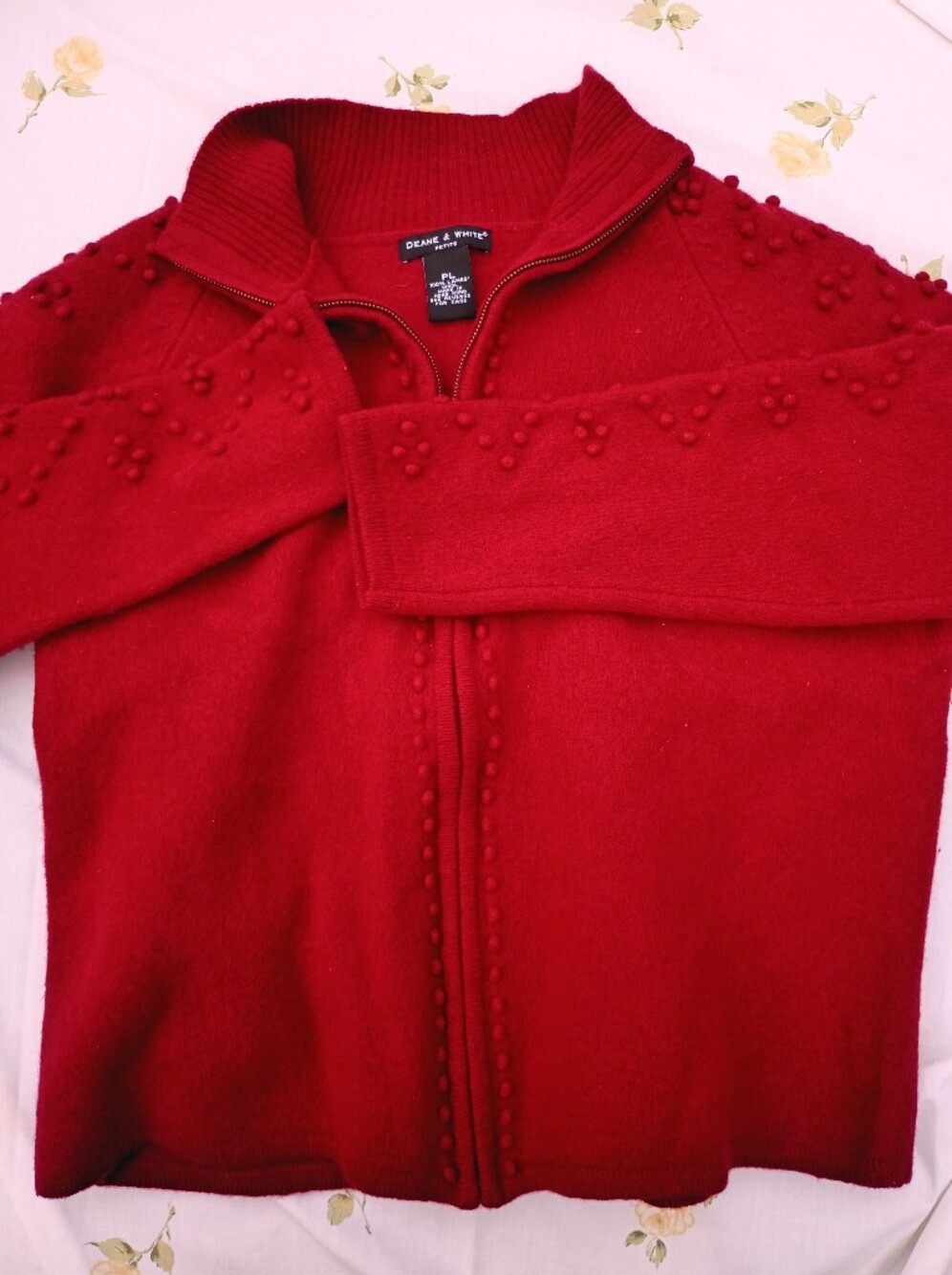 Women’s Red Turtleneck Pom-Pom Detail Sweater